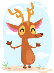 Cartoon deer character illustration. Vector isolated