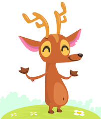 Cartoon deer character illustration. Vector isolated