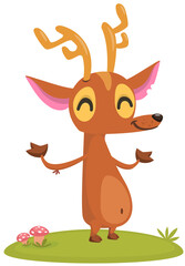 Cartoon deer character illustration. Vector isolated