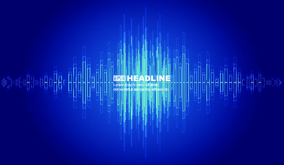 Blue as the sound wave pulsating line Internet technology vector background