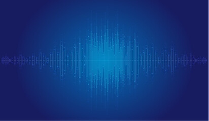 Blue as the sound wave pulsating line Internet technology background
