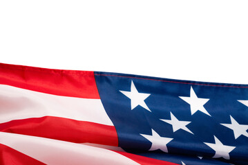 American flag as a background. Top view.
