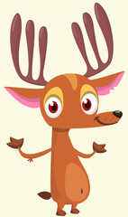 Cartoon deer character illustration. Vector isolated