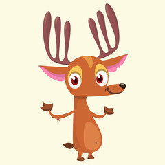 Cartoon deer character illustration. Vector isolated