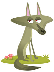  Cute cartoon wolf character. Wild forest animal collection. Vector wolf  illustration isolated on white