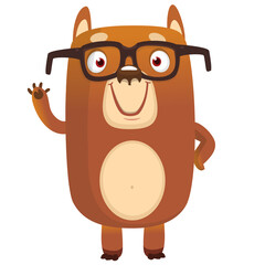 Happy cartoon bear. Vector illustration of brown bear isolated.
