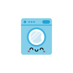 Cute smiling washing machine cartoon. Happy character vector illustration