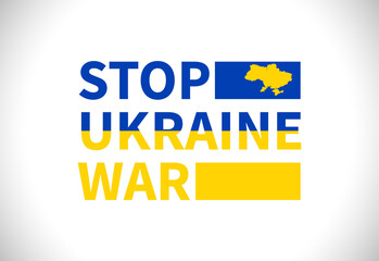 Stop Ukraine war text vector template creative design