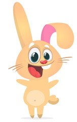 Happy cute bunny cartoon. Easter vector rabbit  illustration