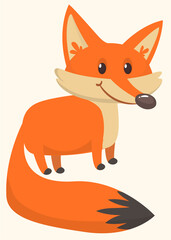 Obraz premium Cute cartoon fox character. Vector illustration isolated