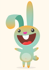 Happy cute bunny cartoon. Easter vector rabbit  illustration