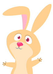 Happy cute bunny cartoon. Easter vector rabbit  illustration