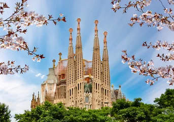 Stoff pro Meter Sagrada Familia cathedral in spring, Barcelona, Spain © Mistervlad