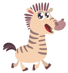 Cartoon illustration of zebra .Vector character illustration isolated