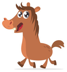 Illustration of purebred chestnut horse. Cartoon vector horse character isolated