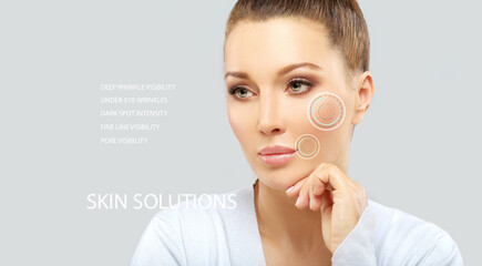 Skin solutions.Concept of rejuvenation,detecting  ageing signs