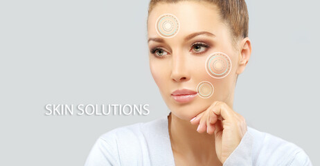 Skin solutions.Concept of rejuvenation,detecting  ageing signs