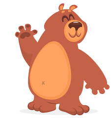 Happy cartoon bear. Vector illustration of grizzly bear