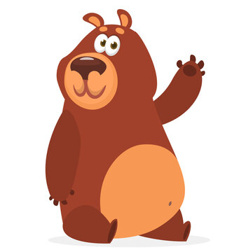 Happy cartoon bear. Vector illustration of grizzly bear