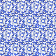 Seamless ornamental pattern with blue and white traditional pattern. Arabesque, tile, blue traditional pattern background. hand drawn background