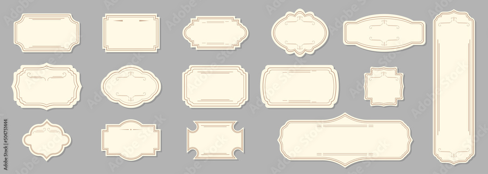 Poster ornamental label frames vector symbols set