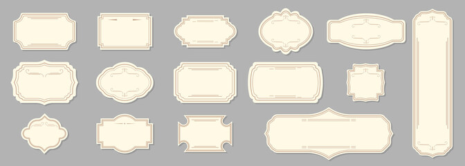 Ornamental label frames vector symbols set