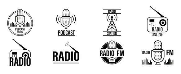 Radio station logo vector set