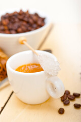 Obraz na płótnie Canvas espresso coffee with sugar and spice