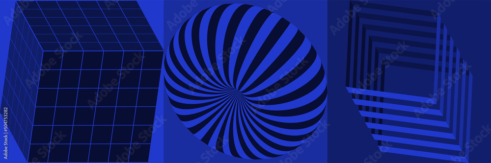 Poster abstract geometric vector pattern with simple 3d shapes bright colors.