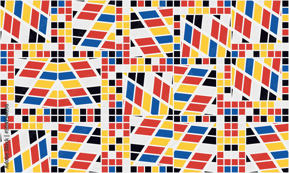 Poster abstract mosaic geometrical pattern design with simple shapes and figures