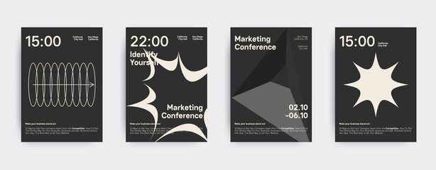 Poster template graphic design in Brutalism style. Vector cover