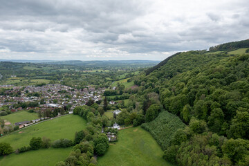 Fototapeta na wymiar Aerial view of Abergavenny in Monmouthshire South Wales
