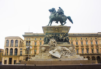 Monument to the italian king Vittorio Emanuele II at Piazza del Duomo in Milan