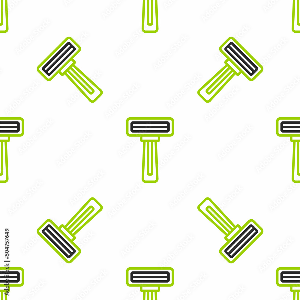 Poster line shaving razor icon isolated seamless pattern on white background. vector