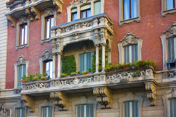The beautiful building in Old Town in Milan