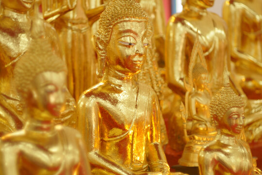 Ancient golden buddha in Wat Pichaisongkarm temple in Samutprakarn Province ,Thailand.