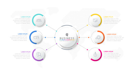Vector illustration, infographics design, template, marketing, information, with 6 options or steps