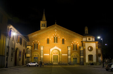 Fototapeta na wymiar Parish Sant'Eustorgio at Piazza Sant'Eustorgio in Milan