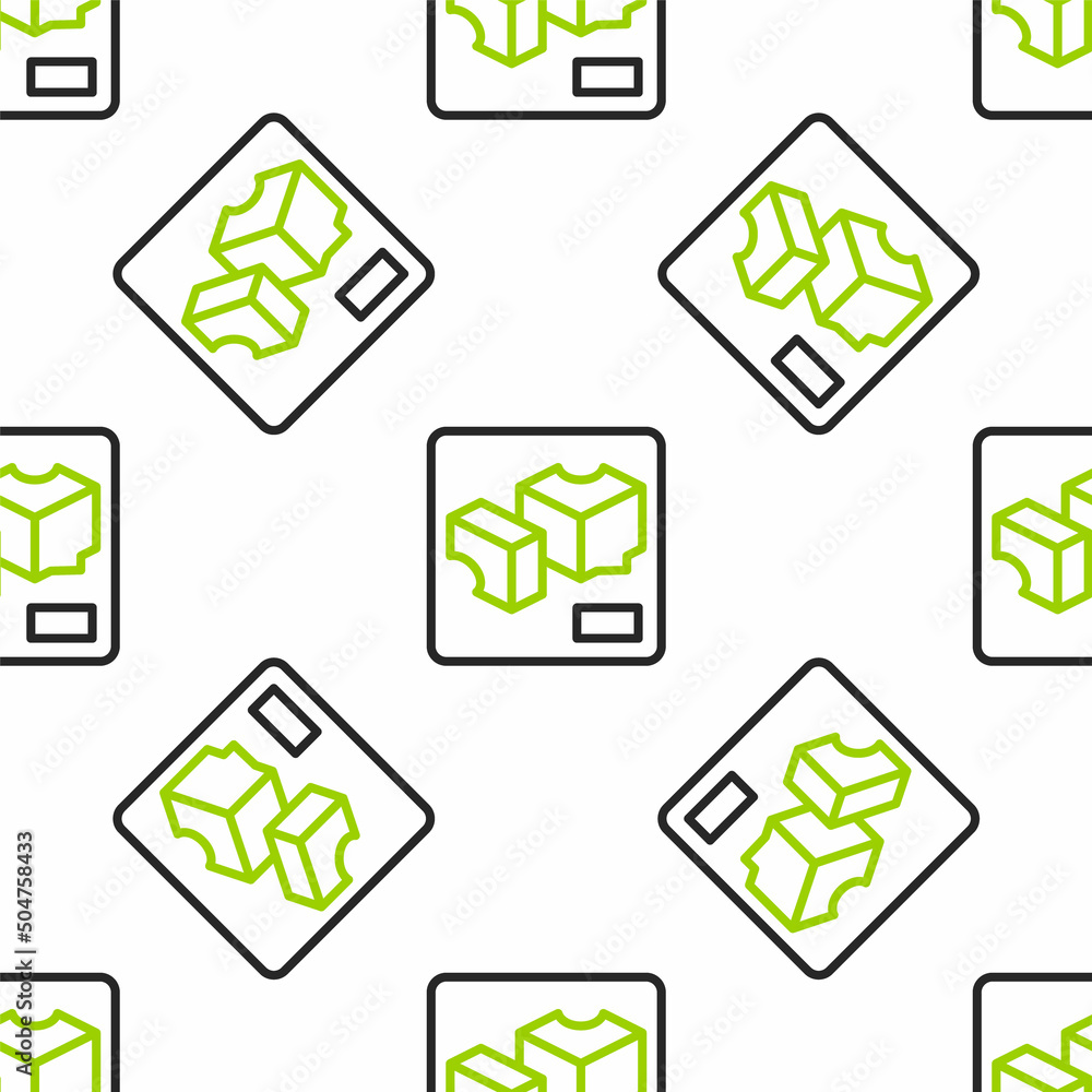 Poster line 3d printer icon isolated seamless pattern on white background. 3d printing. vector