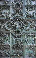 Bas relief of Milan Cathedral door in Milan