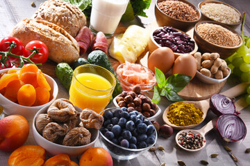 Assorted organic food products on the table