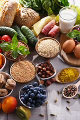 Assorted organic food products on the table