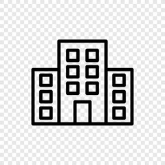 Building vector icon. Flat design. Transparent grid.ai