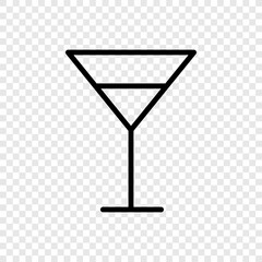 Cocktail glass simple icon vector. Flat design. Transparent grid.ai