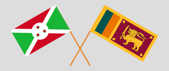Crossed flags of Burundi and Sri Lanka. Official colors. Correct proportion