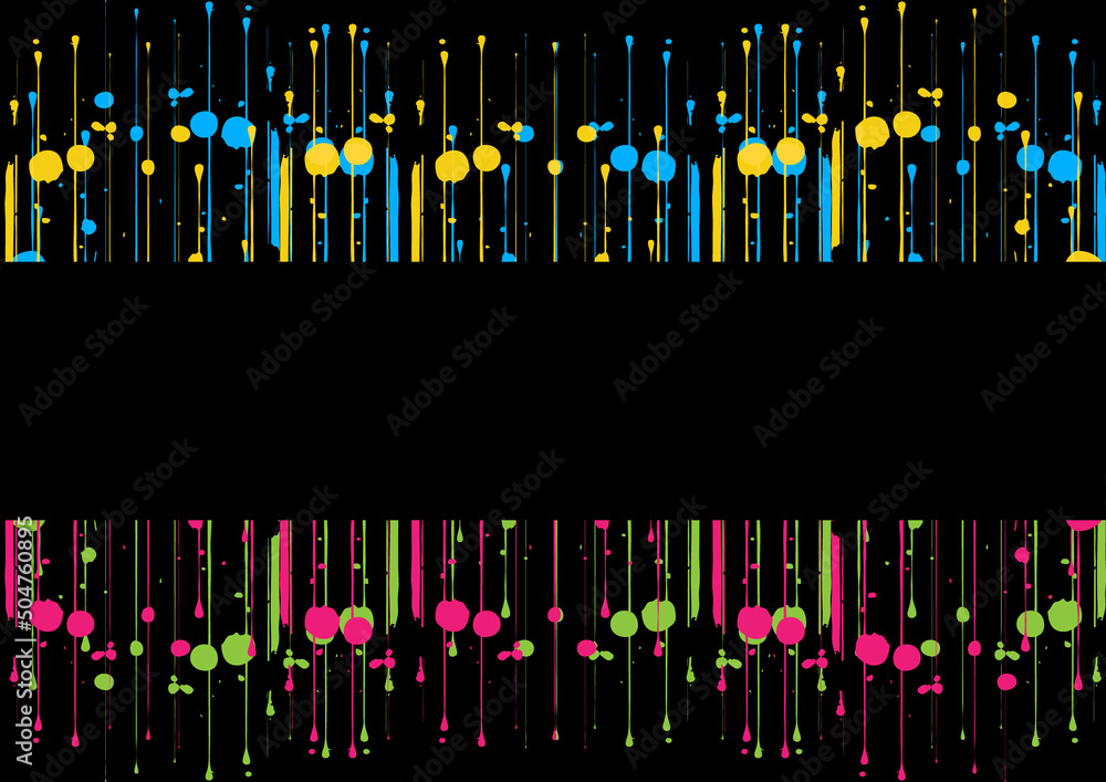 Poster abstract vector drop color and paint on black color background . paint splash color. vector illustra