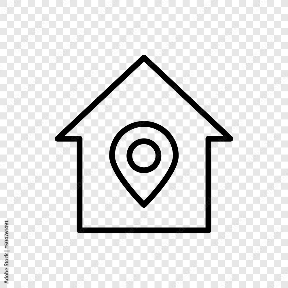 Poster location pointer, house simple icon vector. flat design. transparent grid.ai