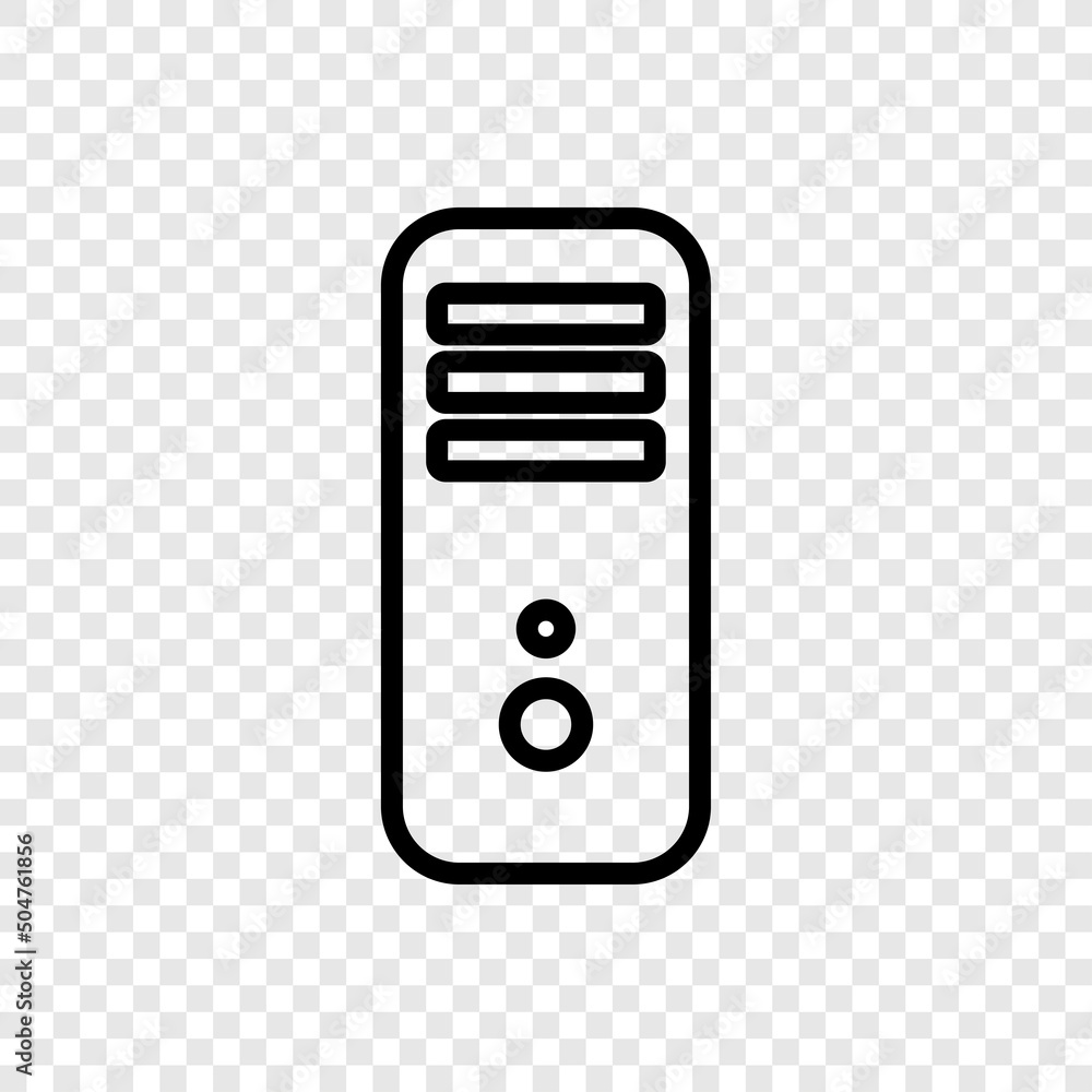 Poster PC simple icon vector. Flat design. Transparent grid.ai
