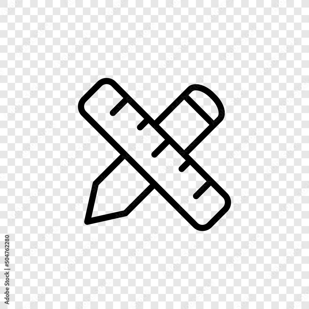 Poster ruler, pen simple icon vector. flar design. transparent grid.ai