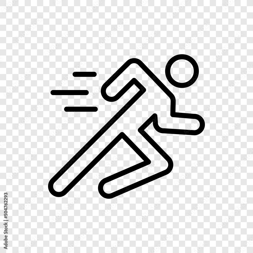 Poster runing man simple icon vector. flst design. transparent grid.ai